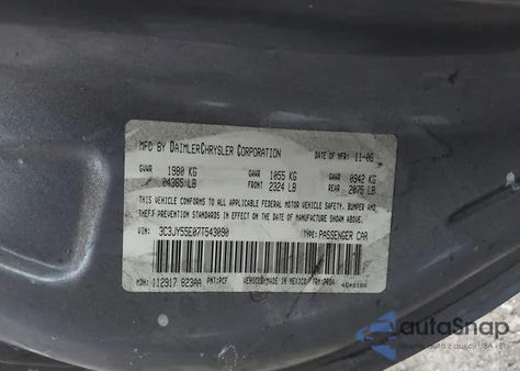 2007 Chrysler Pt Cruiser Touring from USA, damaged, VIN 3C3JY55E07T543090